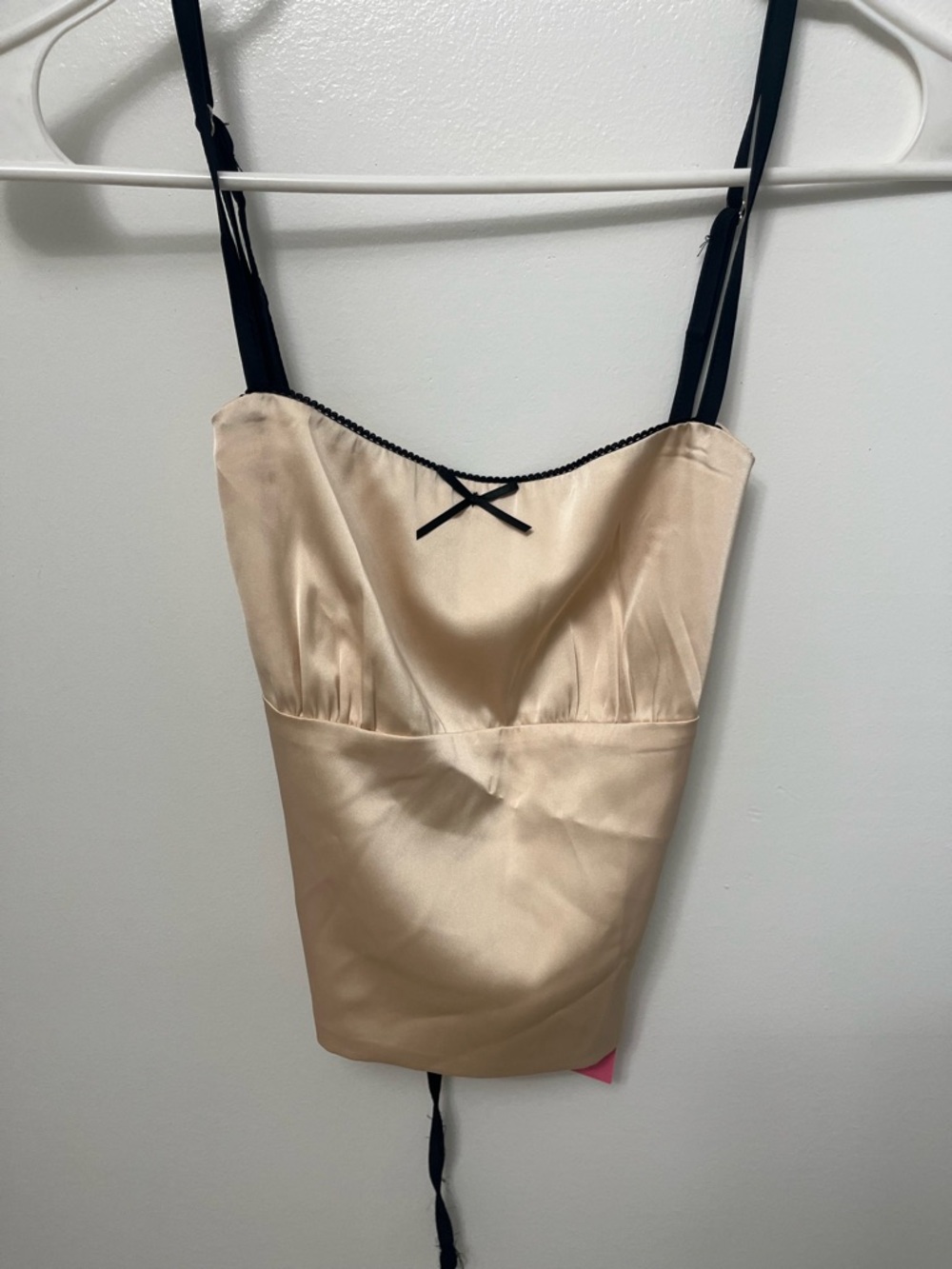 Edikted Beige Satin Camisole with Black Straps